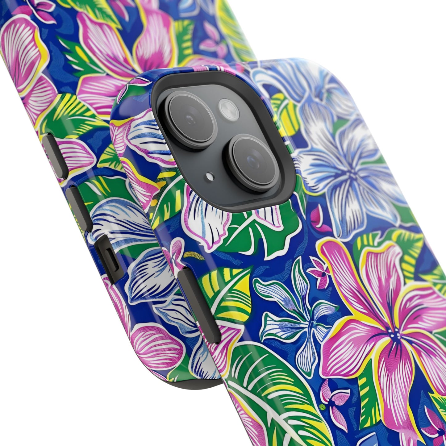 Blue and Pink Floral Magnetic Tough Case