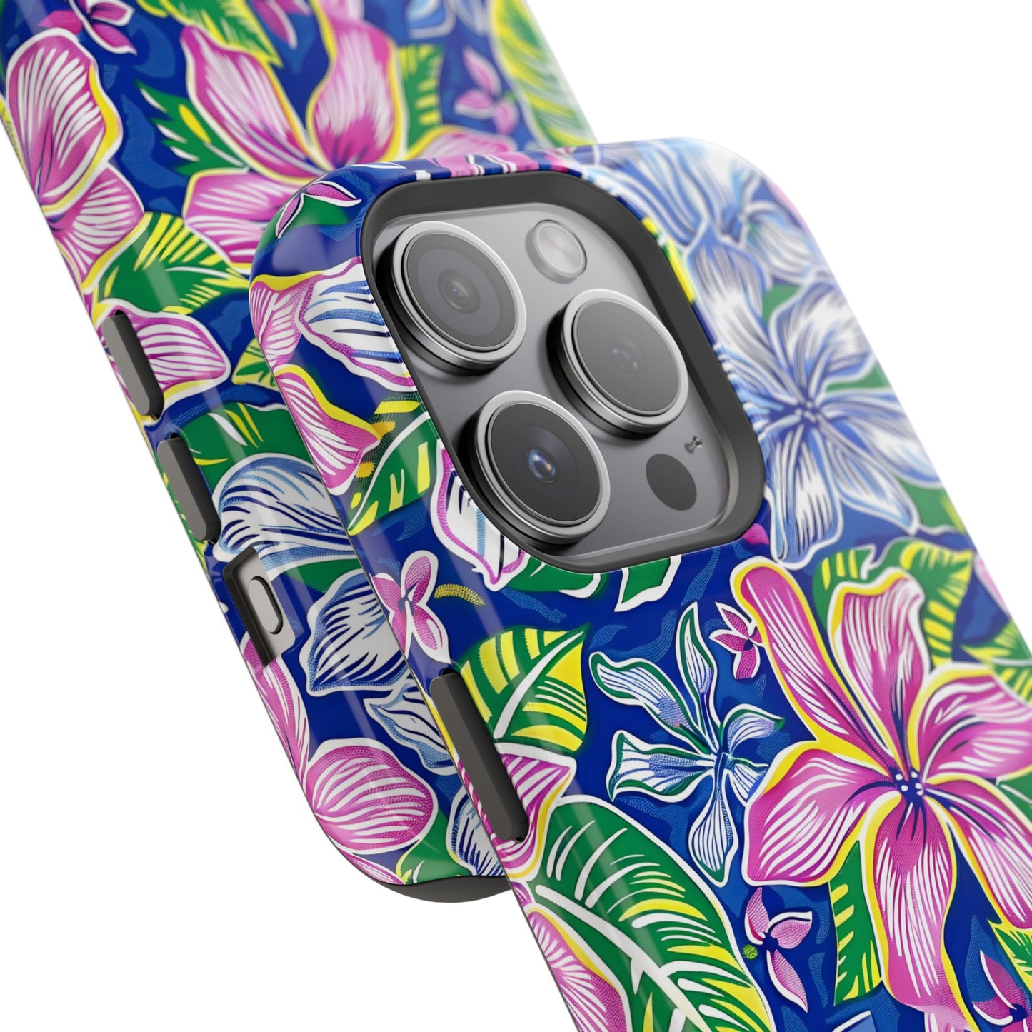 Blue and Pink Floral Magnetic Tough Case