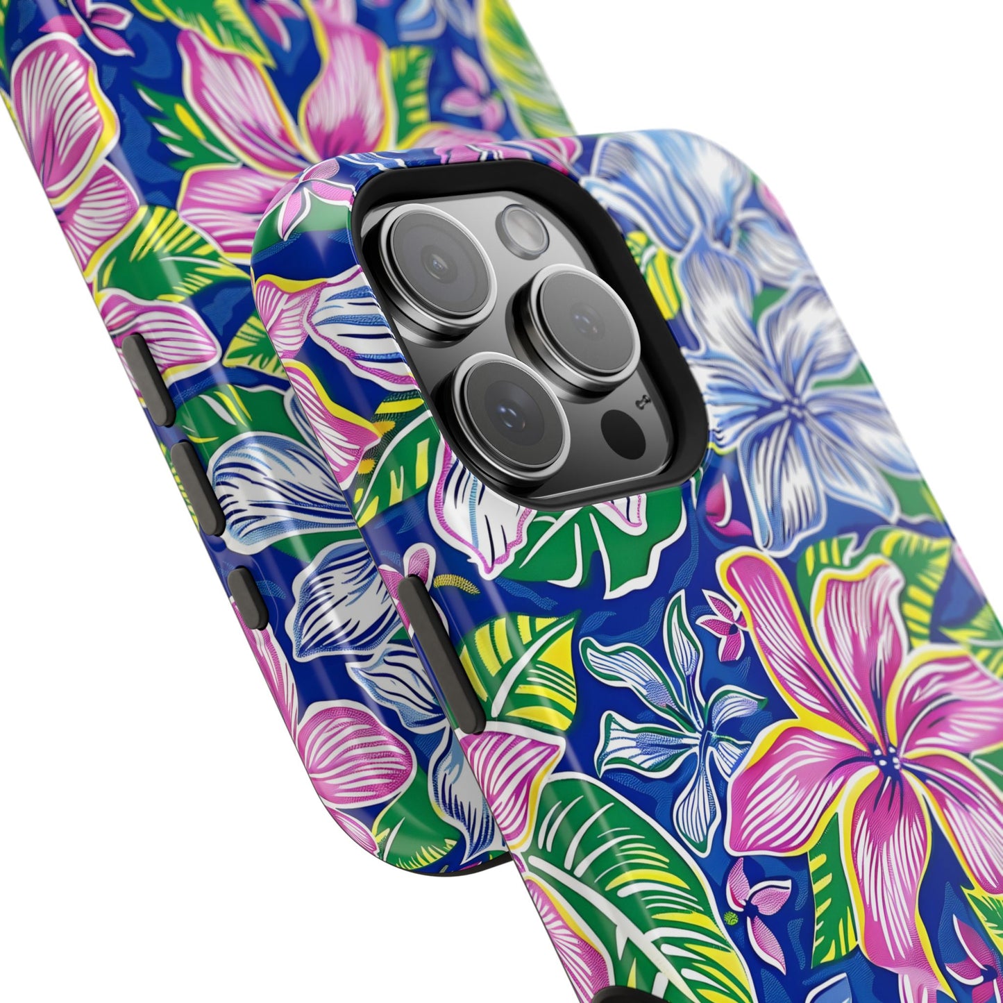 Blue and Pink Floral Magnetic Tough Case