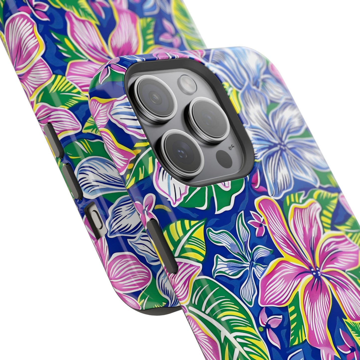 Blue and Pink Floral Magnetic Tough Case