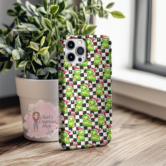 Green Cow Christmas Phone Case (Grinch-Inspired) Cute Holiday Cow • Protective Phone Case •