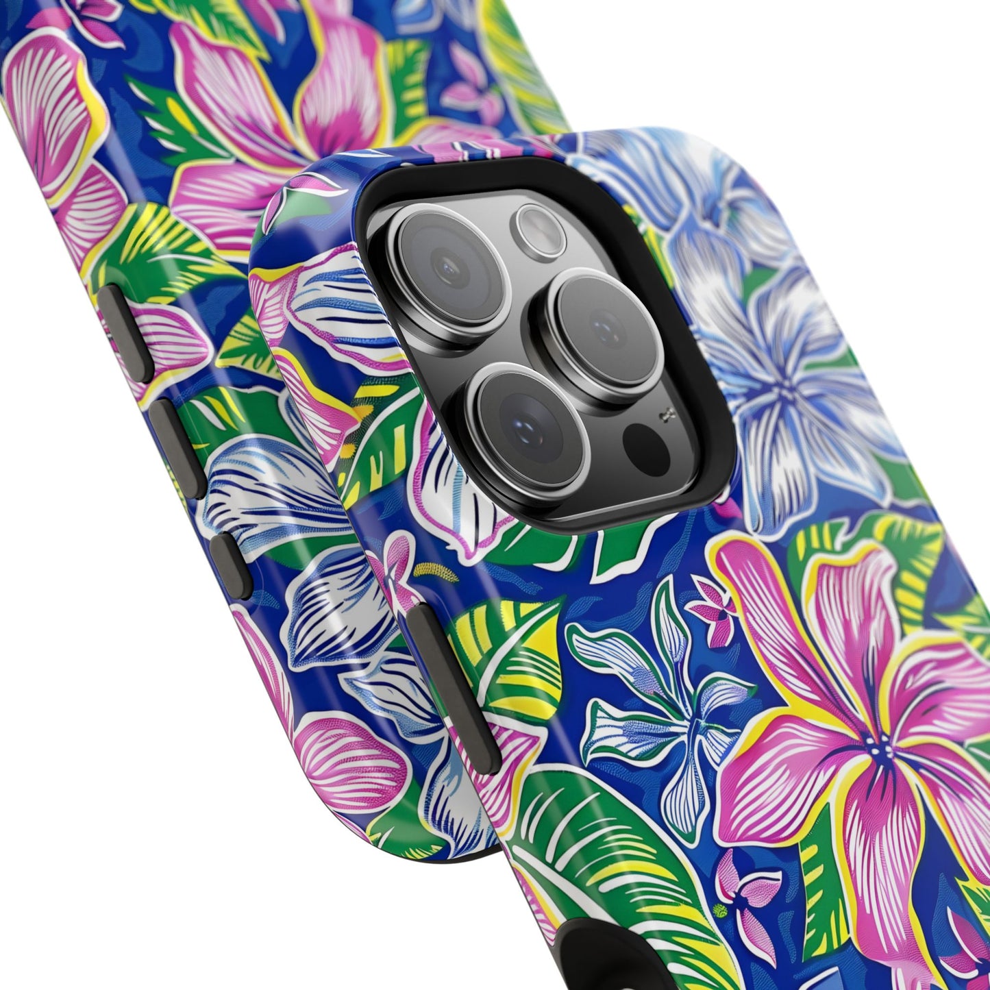Blue and Pink Floral Magnetic Tough Case