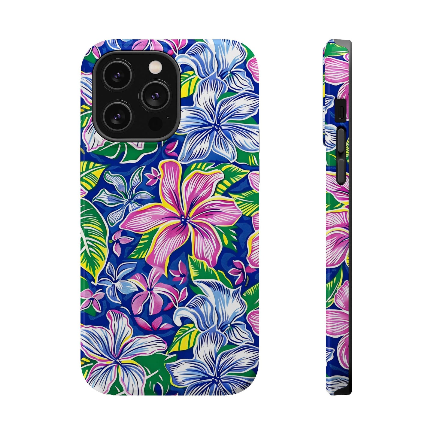 Blue and Pink Floral Magnetic Tough Case