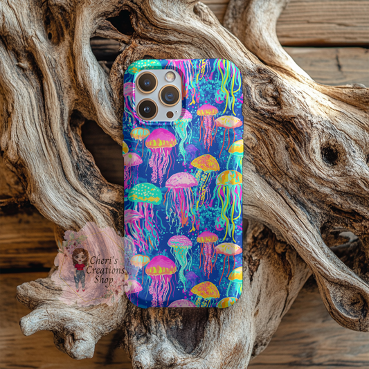 Preppy Jellyfish MagSafe iPhone Case | Colorful Ocean Aesthetic Phone Case | Slim Protective Case with MagSafe | Coastal Sea Life iPhone Cover