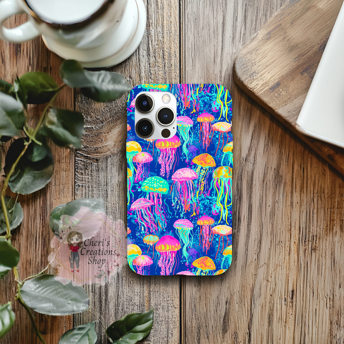Preppy Jellyfish MagSafe iPhone Case | Colorful Ocean Aesthetic Phone Case | Slim Protective Case with MagSafe | Coastal Sea Life iPhone Cover