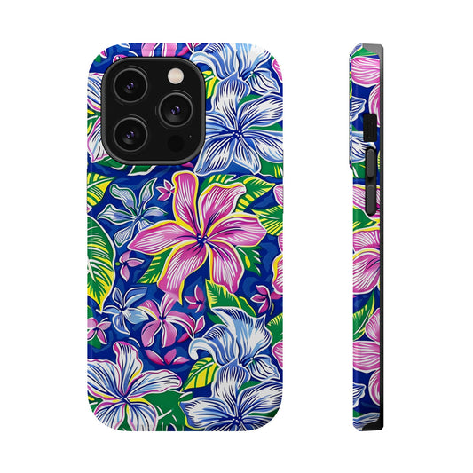 Blue and Pink Floral Magnetic Tough Case