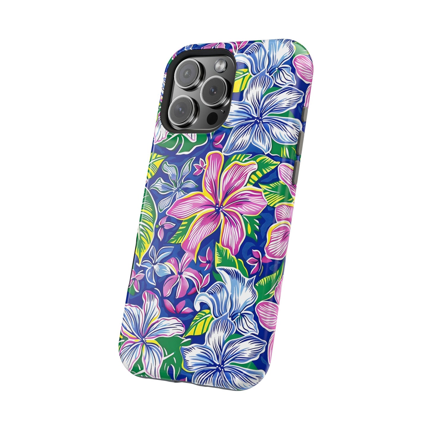 Blue and Pink Floral Magnetic Tough Case