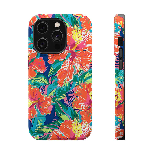 Orange Floral Magnetic Tough Case