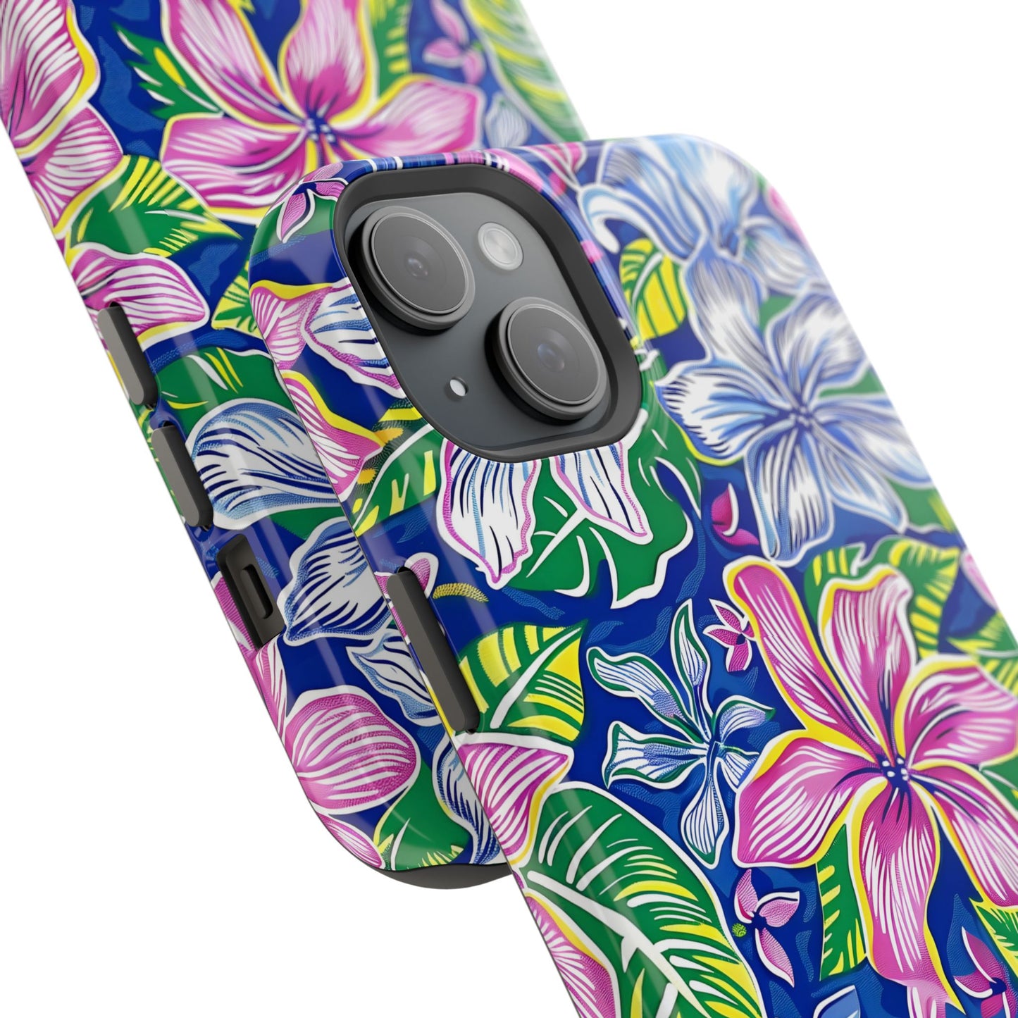 Blue and Pink Floral Magnetic Tough Case