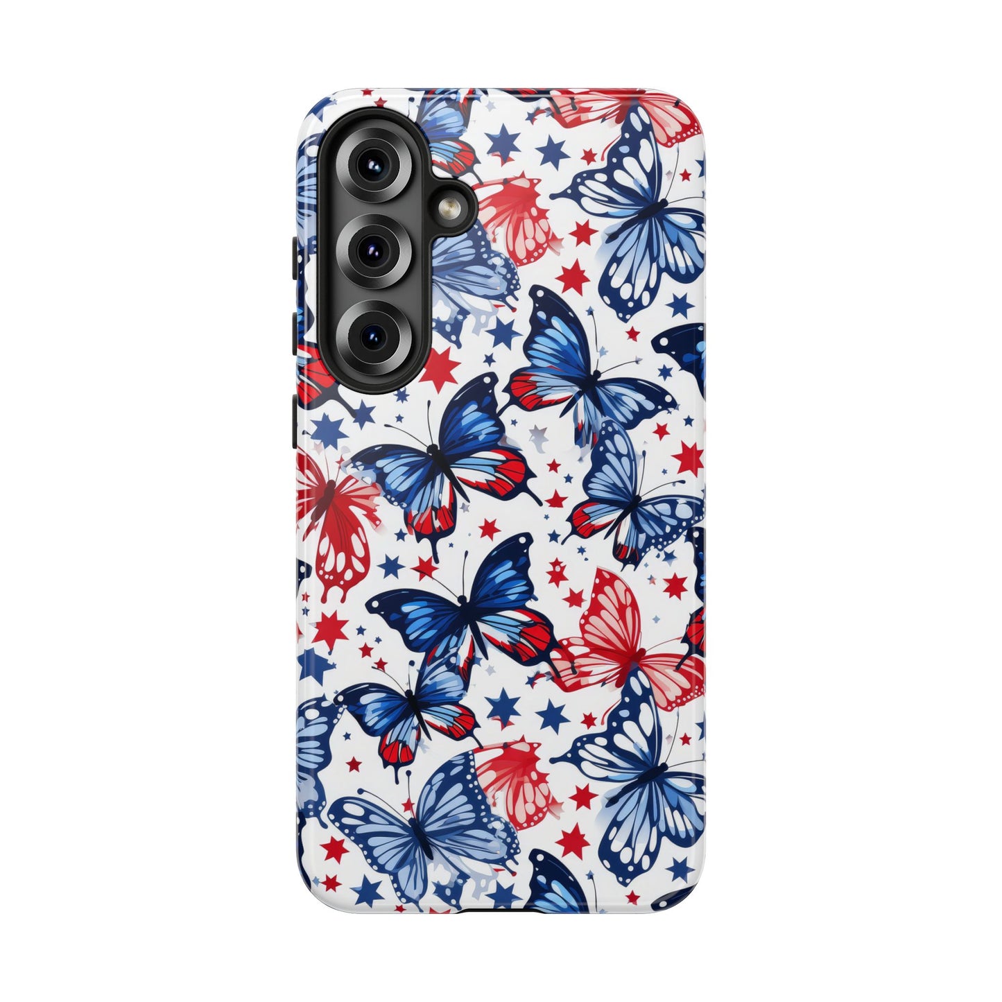 Patriotic Android Phone Case | Red White and Blue Butterfly Case | 4th of July Samsung Galaxy Cover | USA Pride Case | American Flag Butterfly Aesthetic