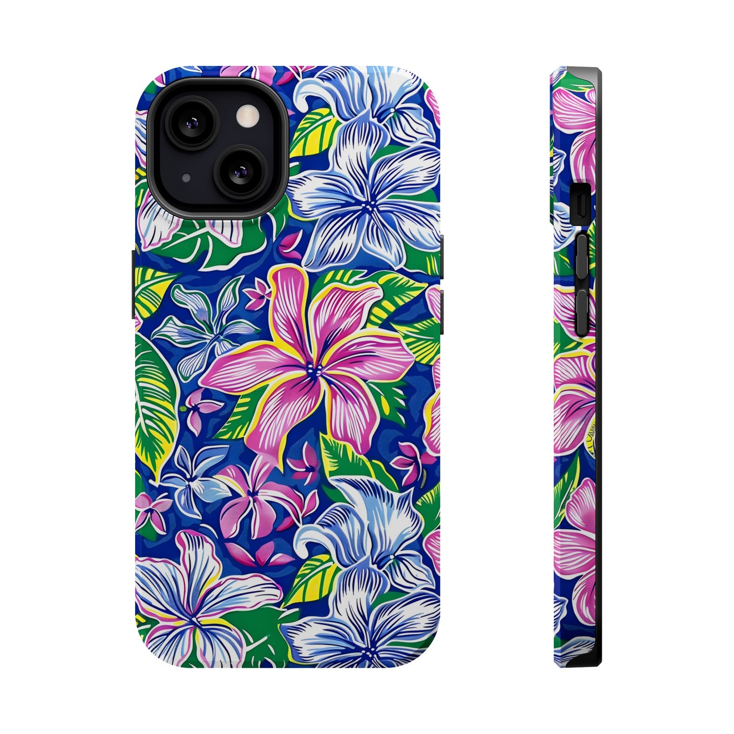 Blue and Pink Floral Magnetic Tough Case