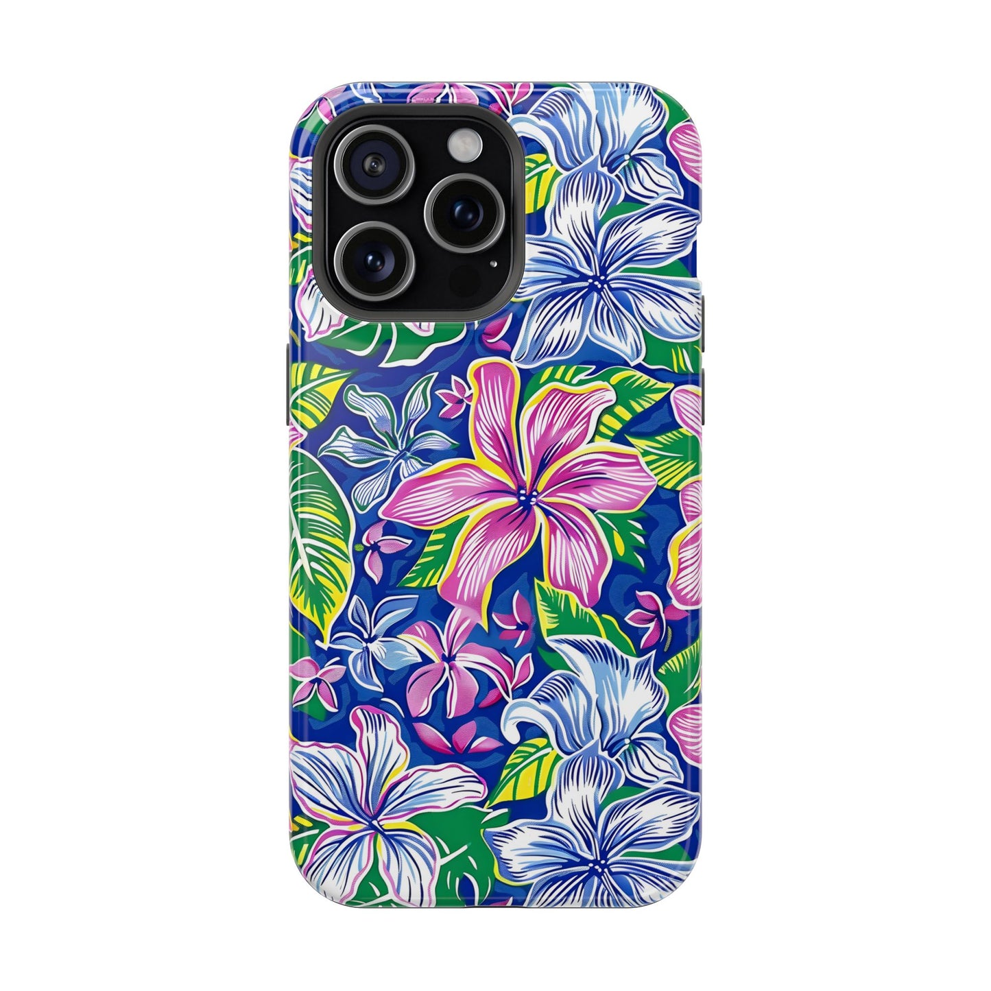 Blue and Pink Floral Magnetic Tough Case