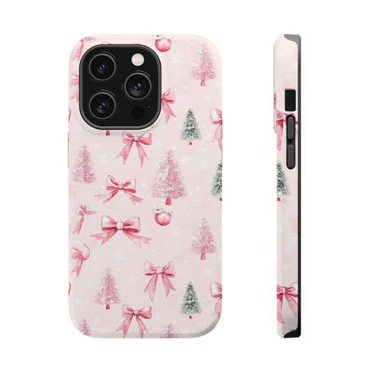 Pink Bow and Christmas Tree Magnetic Tough Case