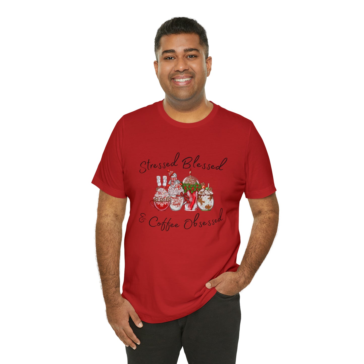 Stressed Blessed and Coffee Obsessed Short Sleeve Tee