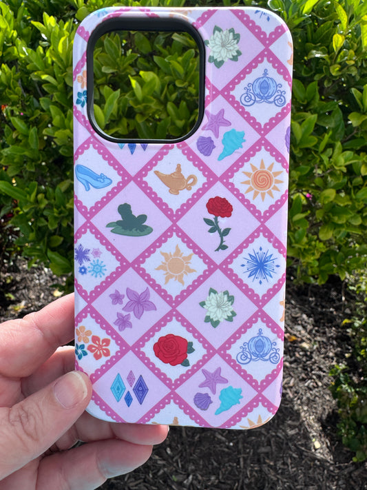 Coquette Pink Princess Patches iPhone Case – Fairytale-Inspired Protective Phone Cover for Apple iPhone 16, 15, 14 | Magical Princess Aesthetic | Samsung