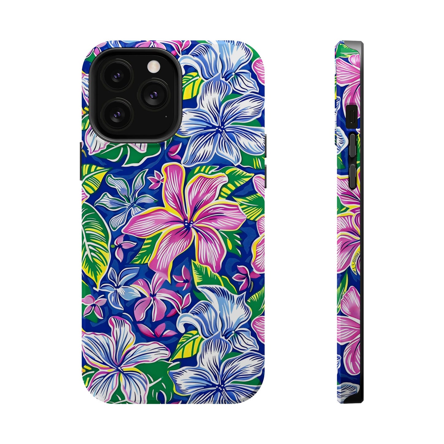 Blue and Pink Floral Magnetic Tough Case