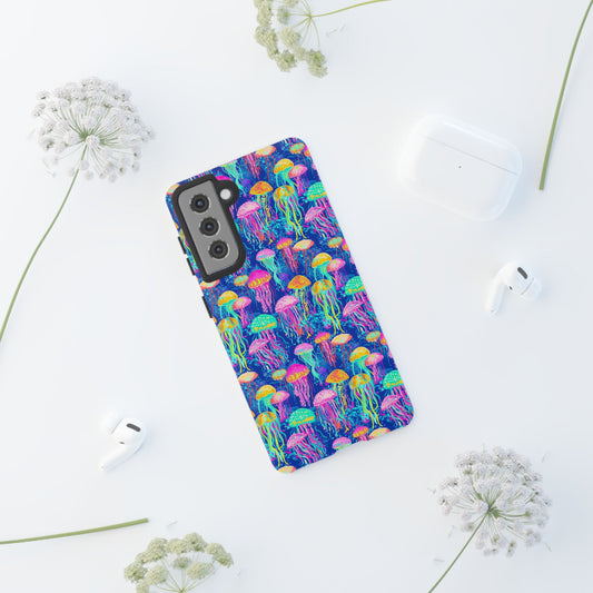 Preppy Jellyfish Android Phone Case | Colorful Ocean Aesthetic Case for Samsung & Pixel | Sea Life Slim Cover | Trendy Beachy Coastal Phone Case