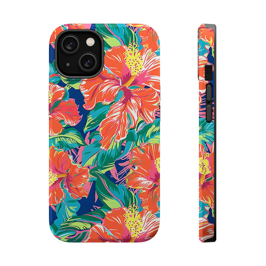 Orange Floral Magnetic Tough Case