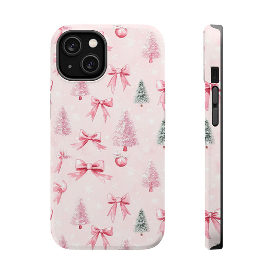 Pink Bow and Christmas Tree Magnetic Tough Case
