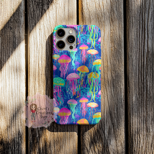 Preppy Jellyfish MagSafe iPhone Case | Colorful Ocean Aesthetic Phone Case | Slim Protective Case with MagSafe | Coastal Sea Life iPhone Cover