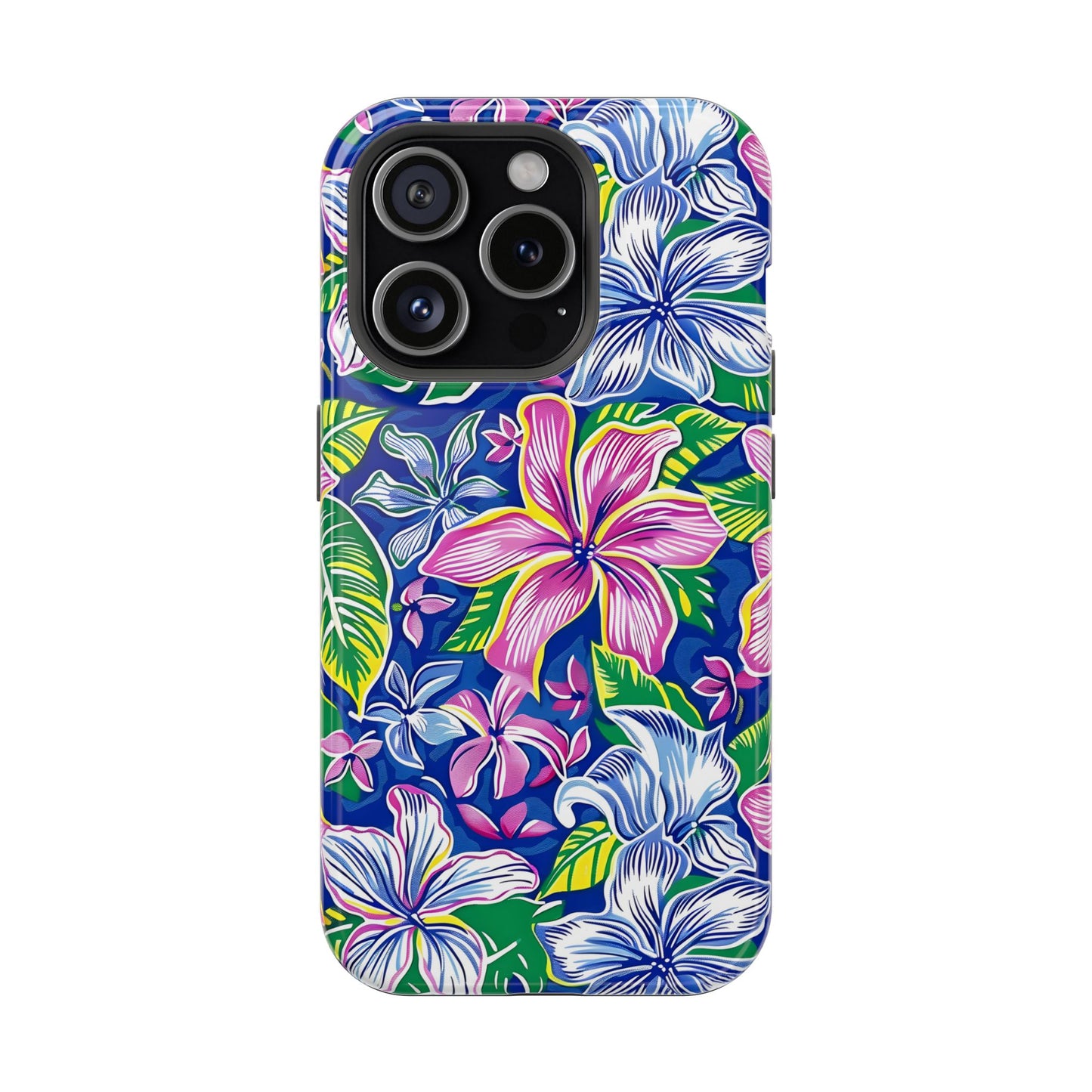 Blue and Pink Floral Magnetic Tough Case