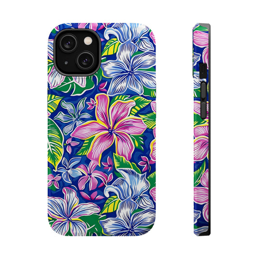 Blue and Pink Floral Magnetic Tough Case
