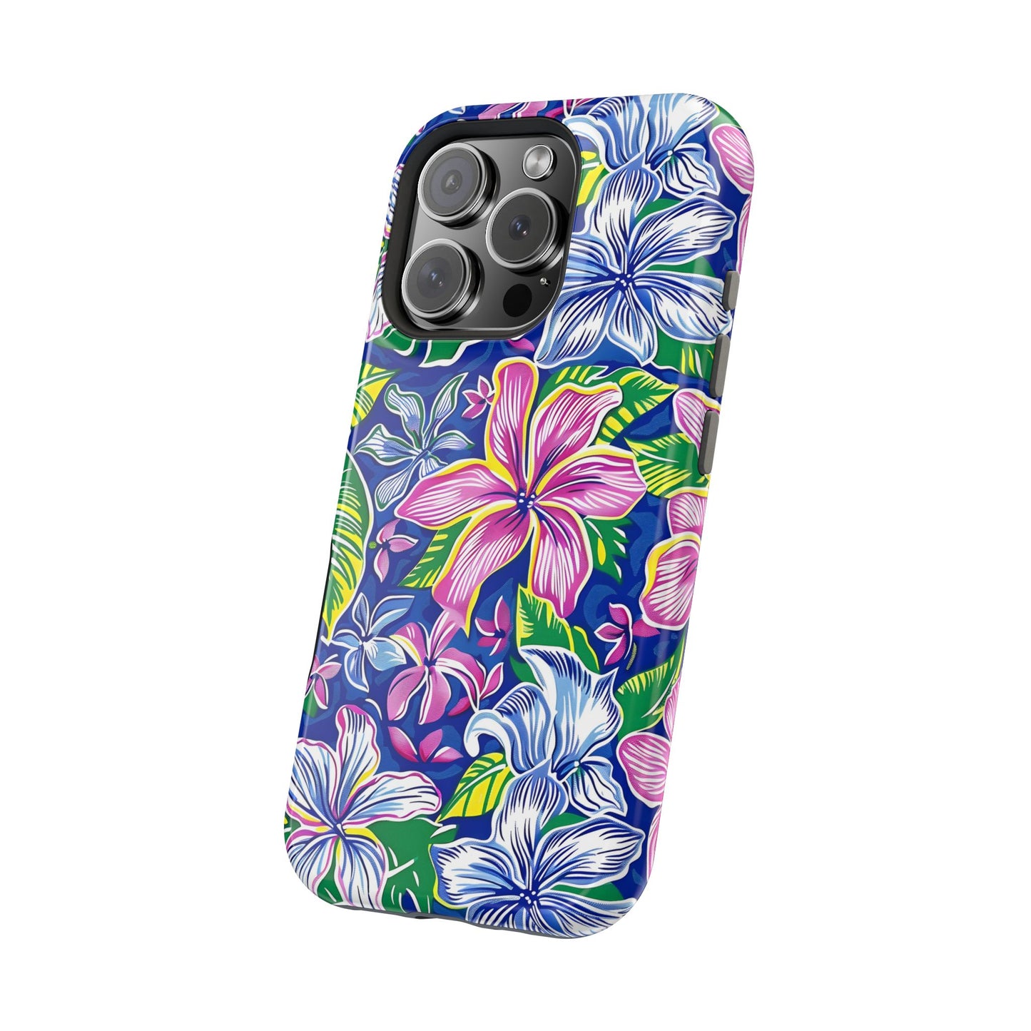 Blue and Pink Floral Magnetic Tough Case