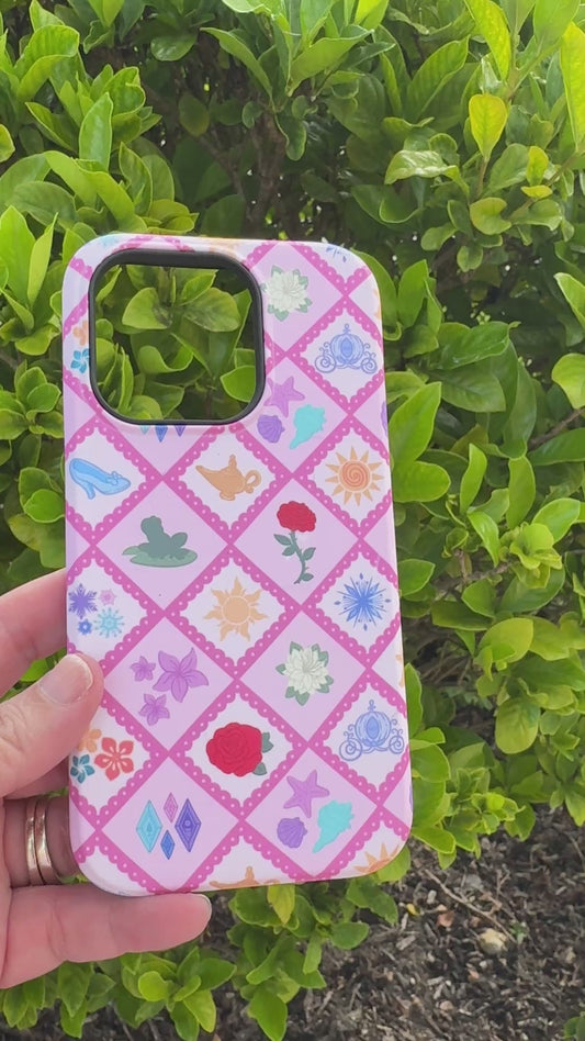 Coquette Pink Princess Patches iPhone Case – Fairytale-Inspired Protective Phone Cover for Apple iPhone 16, 15, 14 | Magical Princess Aesthetic | Samsung