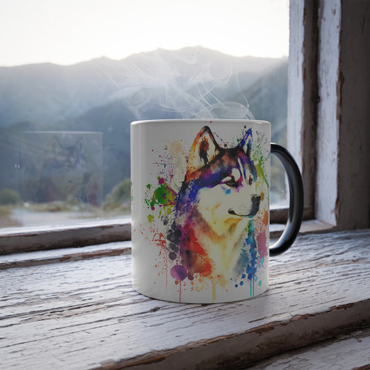 Siberian Husky Color Changing Mug, Picture Disappearing Mug, Shows Photos with Hot Liquid, Magic Coffee Mug