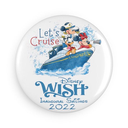DCL Let's Cruise WISH Button Magnet, Round (1 & 10 Pcs)
